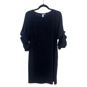 Emma and Michelle Black Metallic Sparkle Ruffle Sleeve Dress Women’s Large